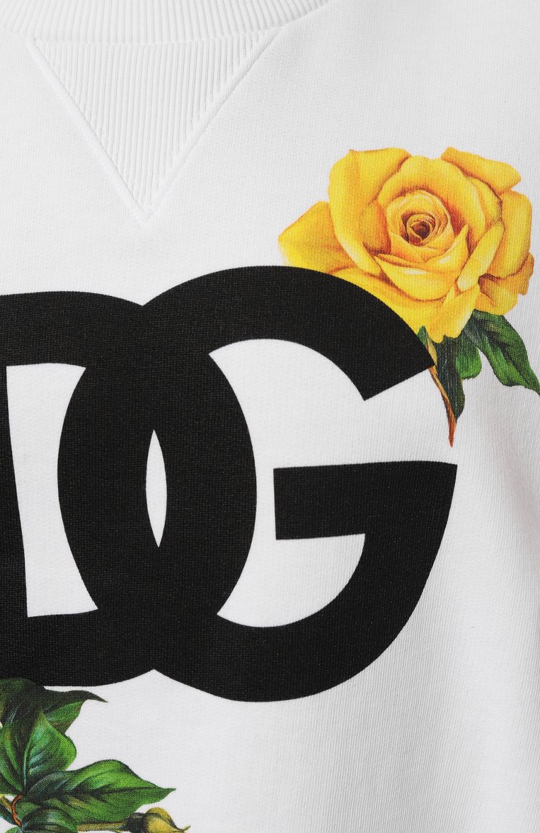 Женский хлопковый свитшот DOLCE & GABBANA белого цвета, арт. F9L05T/GDCDF | Фото 4 (Длина (для топов): Стандартные; Рукава: Длинные; Материал внешний: Хлопок; Стили: Кэжуэл; Женское Кросс-КТ: Свитшот-одежда)
