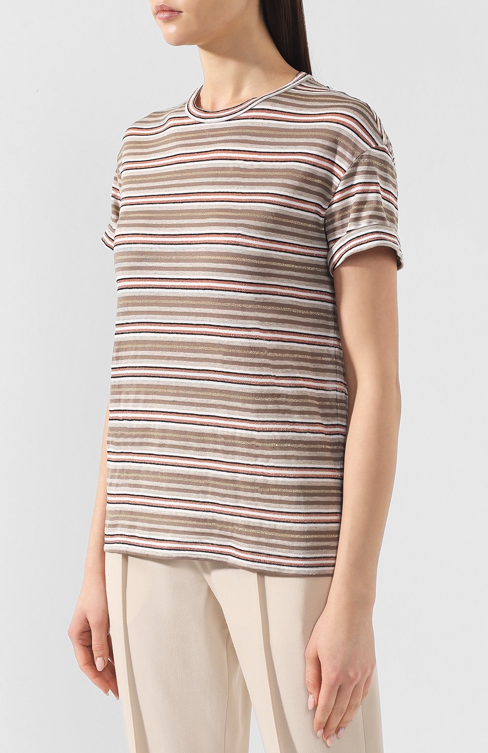 Футболка из смеси хлопка и льна BRUNELLO CUCINELLI, арт. MH935BY310, фото 3