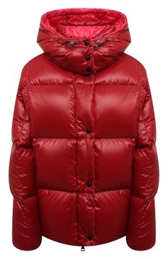 Женский пуховик  jasione MONCLER красного цвета, арт. 1A000-65-68950 | Фото 1 (Материал сплава: Проставлено; Драгоценные камни: Проставлено; Рукава: Длинные; Длина (верхняя одежда): Короткие; Материал утеплителя: Пух и перо; Материал внешний: Синтетический материал; Материал подклада: Синтетический материал; Кросс-КТ: Пуховик; Стили: Кэжуэл)