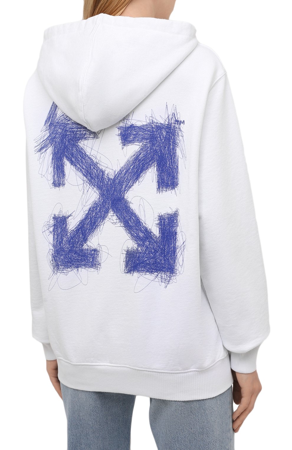 Хлопковое худи OFF-WHITE белого цвета по цене 58600 руб., арт. 0WBB035F21JER008, фото 4 Хлопковое худи OFF-WHITE, арт. 0WBB035F21JER008, фото 4