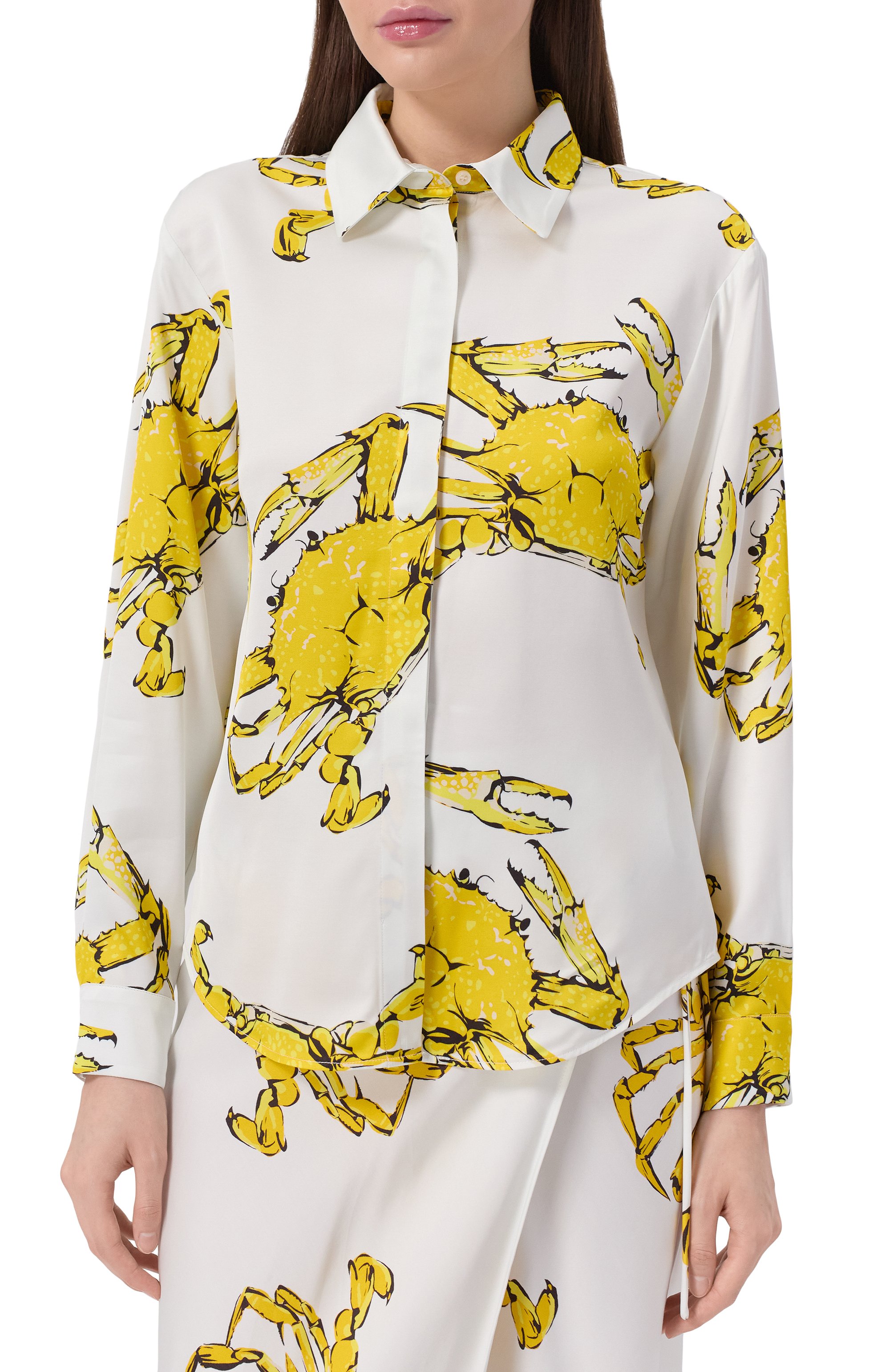 Рубашка из вискозы MSGM белого цвета по цене 36750 руб., арт. 3841MDE24A/257152, фото 3 Рубашка из вискозы MSGM, арт. 3841MDE24A/257152, фото 3