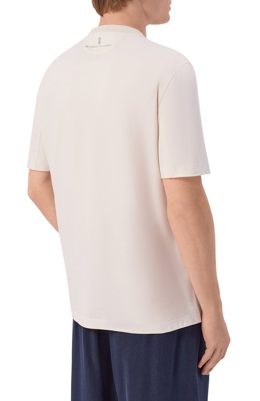 Хлопковая футболка Brunello Cucinelli M0B138518 Кремовый  M0B138518 Фото 4