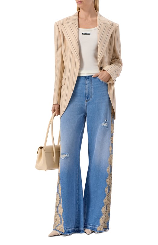 Хлопковая майка Dolce & Gabbana F8W45T/FU7AV Кремовый  F8W45T/FU7AV Фото 2