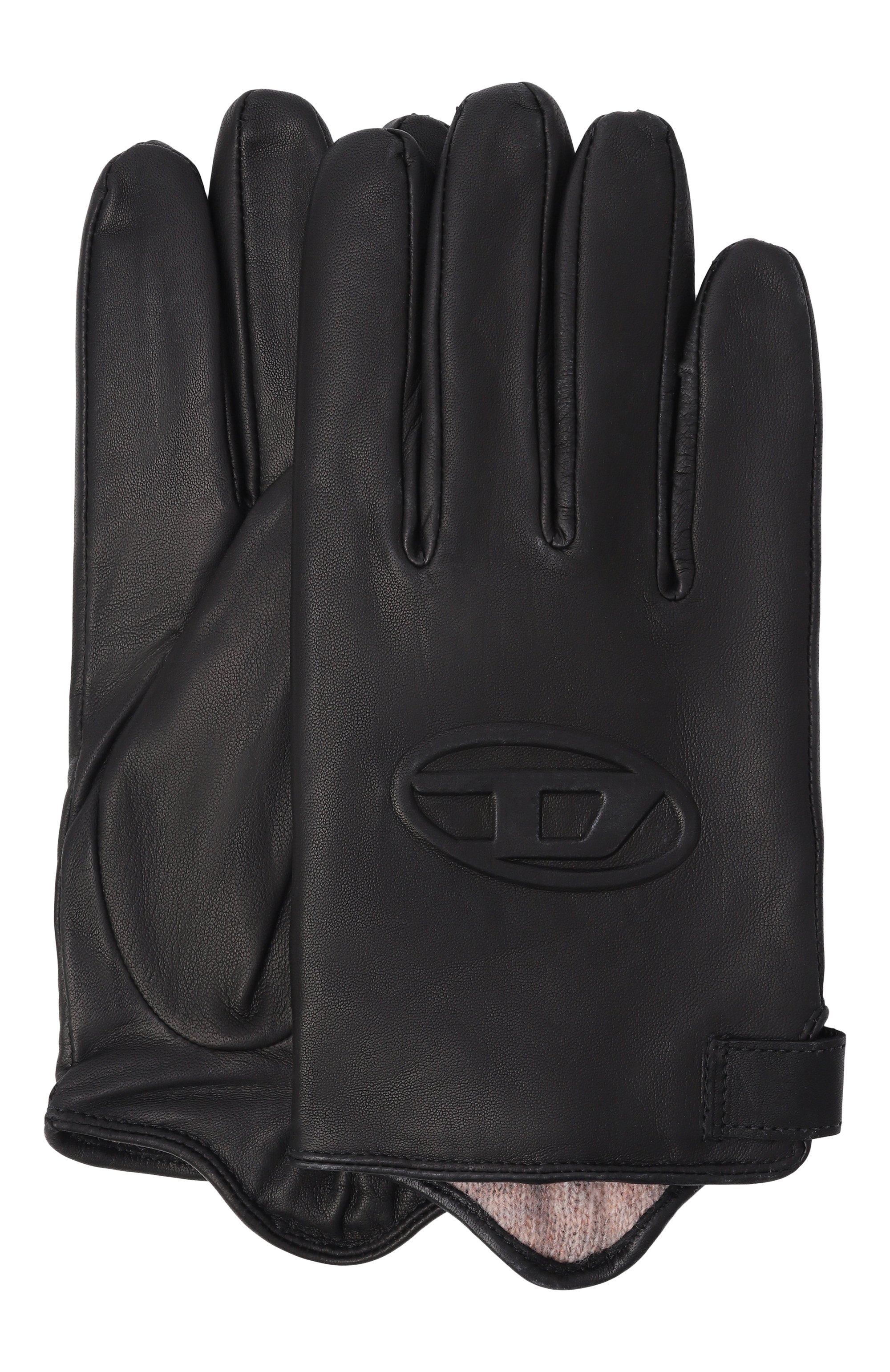 Кожаные перчатки DIESEL черного цвета по цене 24100 руб., арт. A12826/0AKAN, фото 1 Кожаные перчатки DIESEL, арт. A12826/0AKAN, фото 1