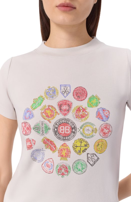 Хлопковая футболка Balenciaga 850263/TTVH6 Серый  850263/TTVH6 Фото 5