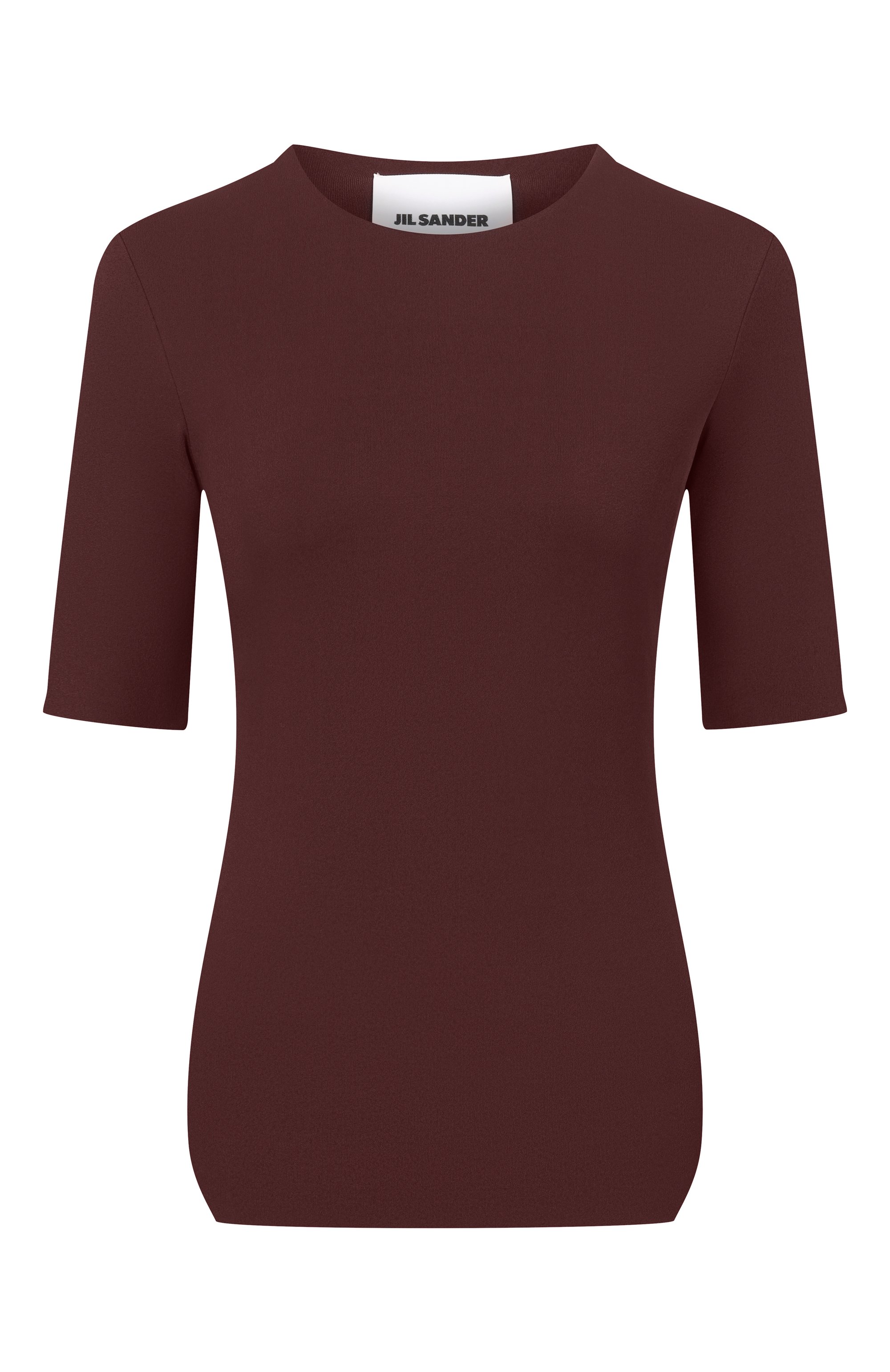 Пуловер из вискозы JIL SANDER бордового цвета по цене 64100 руб., арт. J04NC0002/J65016, фото 1 Пуловер из вискозы JIL SANDER, арт. J04NC0002/J65016, фото 1