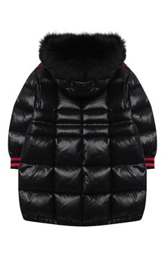 Детская пуховик MONCLER черного цвета, арт. F2-954-1C504-12-68950/4-6A | Фото 2 (Материал подклада: Синтетический материал; Материал внешний: Синтетический материал; Рукава: Длинные; Материал утеплителя: Пух и перо; Девочки Кросс-КТ: Пуховик-верхняя одежда; Кросс-КТ: Зима; Региональные ограничения белый список (Axapta Mercury): RU; Материал сплава: Проставлено; Драгоценные камни: Проставлено)