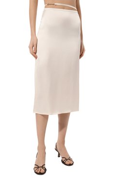 Женская юбка из виск�озы JACQUEMUS кремового цвета, арт. 24E/241SK009-1000 | Фото 3 (Материал внешний: Вискоза; Стили: Романтичный; Длина Ж (юбки, платья, шорты): Миди)