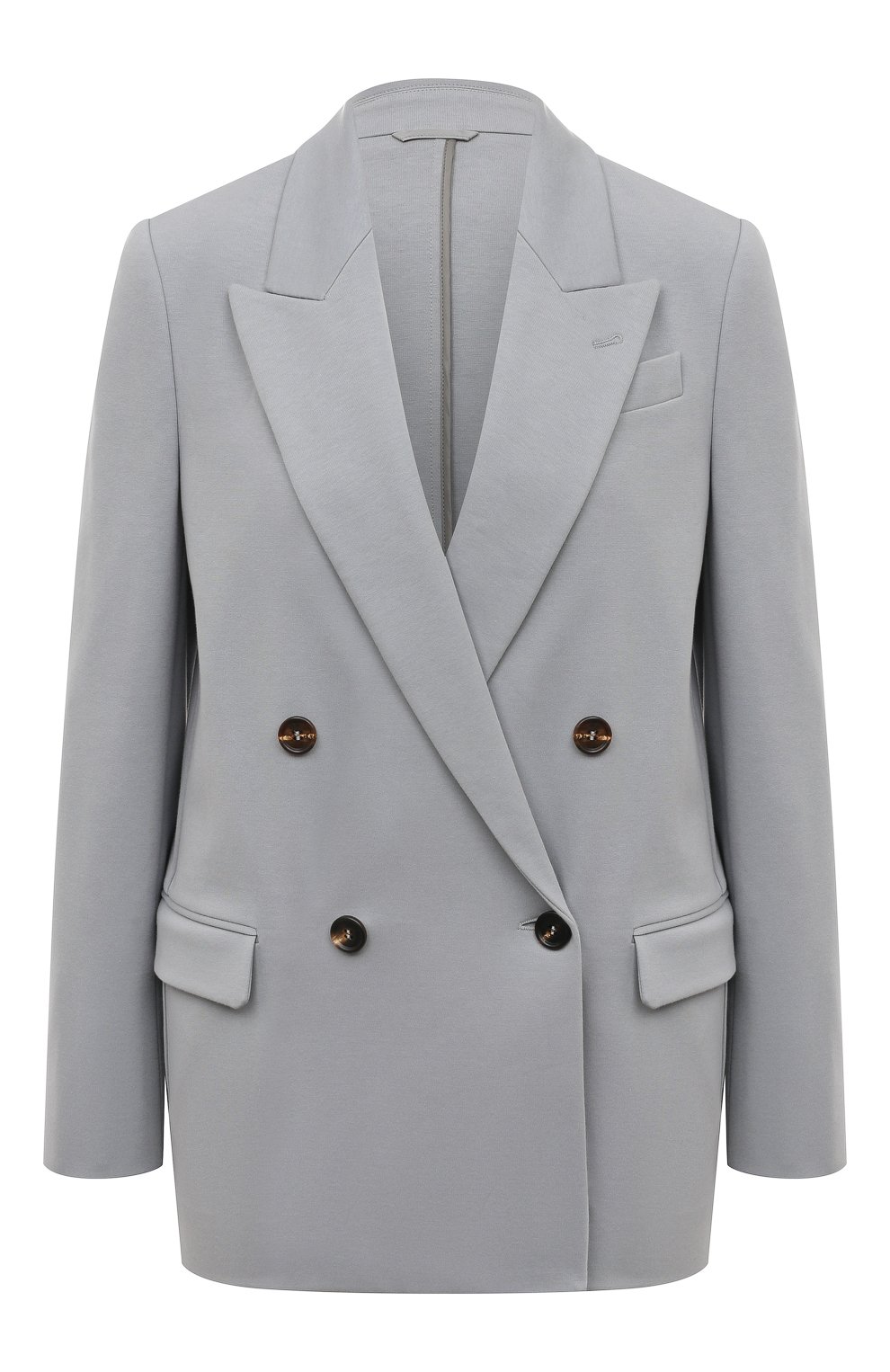 Двубортный жакет BRUNELLO CUCINELLI серого цвета по цене 371500 руб., арт. M0R242285P, фото 1 Двубортный жакет BRUNELLO CUCINELLI, арт. M0R242285P, фото 1