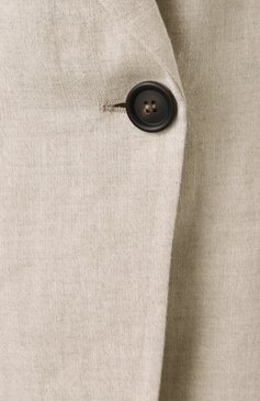Женский льняной жакет BRUNELLO CUCINELLI светло-бежевого цвета, арт. MH5477221 | Фото 6 (Материал сплава: Проставлено; Материал внешний: Лен; Рукава: Длинные; Драгоценные камни: Проставлено; Длина (для топов): Удлиненные; Кросс-КТ: костюм; Женское Кросс-КТ: Жакет-одежда; Стили: Кэжуэл; 1-2-бортные: Однобортные)