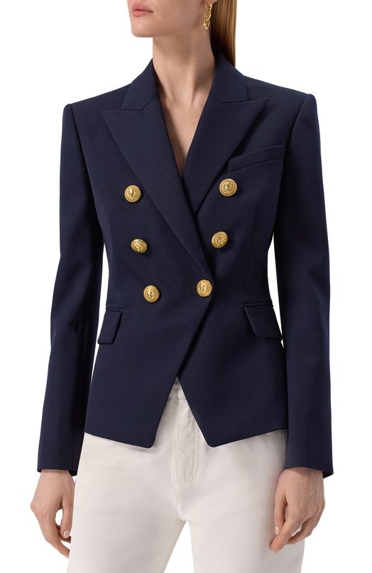 Шерстяной жакет Balmain XF1SG000/WB08 Синий  XF1SG000/WB08 Фото 3