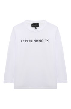 Детская хлопковый лонгслив EMPORIO ARMANI белого цвета, арт. 8N4TN6/1JPZZ | Фото 1 (Рукава: Длинные; Мальчики Кросс-КТ: Лонгслив-одежда; Материал сплава: Проставлено; Материал внешний: Хлопок; Драгоценные камни: Проставлено)