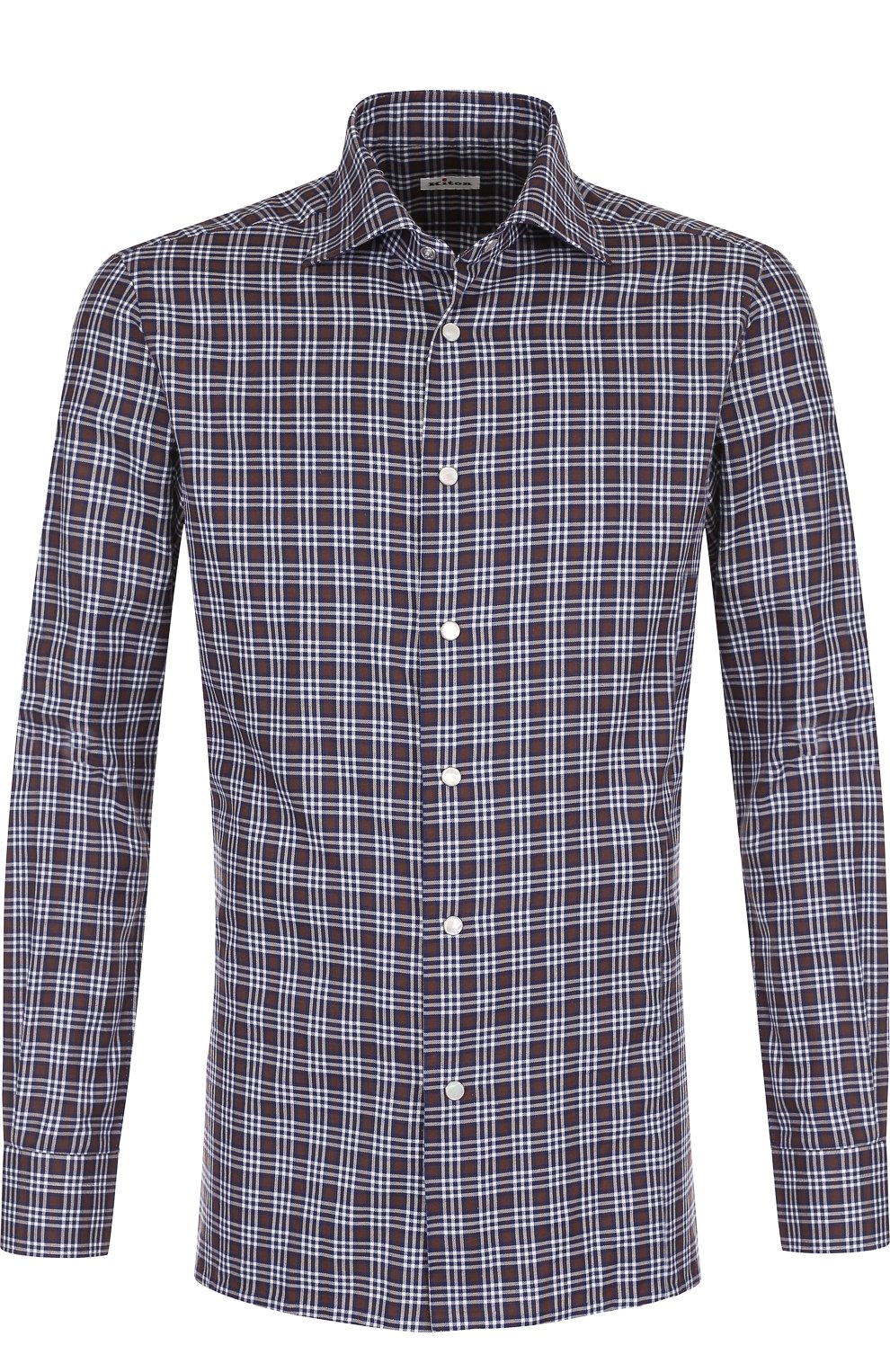 Хлопковая рубашка на кнопках в клетку KITON, арт. UMCNERCH0656006, фото 1