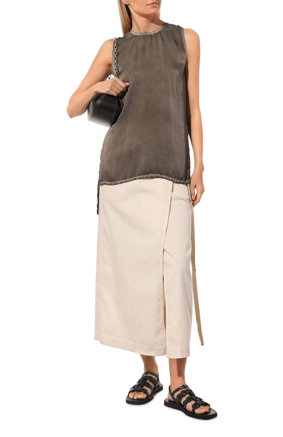 Шелковый топ UMA WANG темно-коричневого цвета по цене 68400 руб., арт. UW1077, фото 2 Шелковый топ UMA WANG, арт. UW1077, фото 2