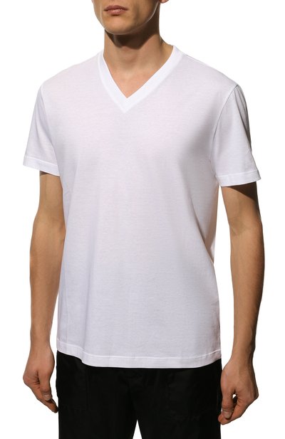 Хлопковая футболка PRADA белого цвета по цене 71000 руб., арт. UJM493-ILK-F0009-181, фото 3 Хлопковая футболка PRADA, арт. UJM493-ILK-F0009-181, фото 3