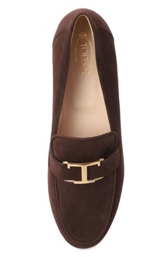 Женские замшевые лоферы TOD’S темно-коричневого цвета, арт. XXW79A0GG90/HR0 | Фото 6 (Материал внутренний: Натуральная кожа; Материал внешний: Натуральная кожа, Замша; Каблук высота: Низкий; Драгоценные камни: Проставлено; Материал сплава: Проставлено; Подошва: Плоская)