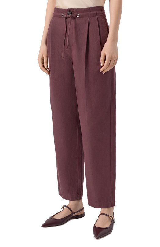 Брюки из хлопка и льна Brunello Cucinelli ML118P9217 Фиолетовый  ML118P9217 Фото 3