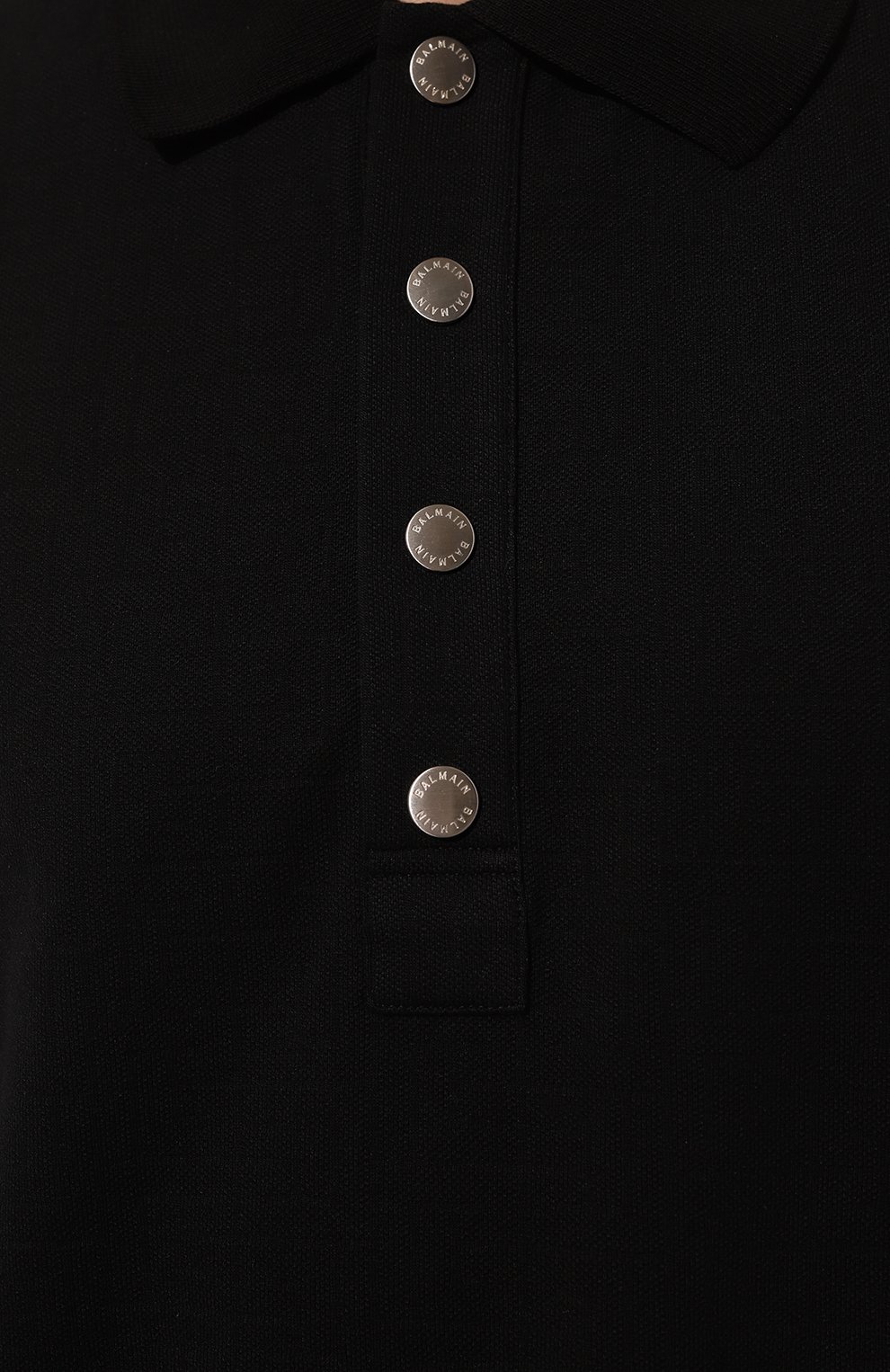Хлопковое поло BALMAIN черного цвета по цене 65450 руб., арт. AH1GB000/JB82, фото 5 Хлопковое поло BALMAIN, арт. AH1GB000/JB82, фото 5