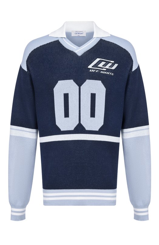 Хлопковый пуловер Off-White 0MHV008S26KNI001 Синий 0MHV008S26KNI001