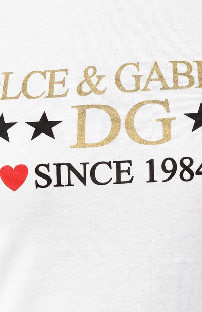 Хлопковая футболка DOLCE & GABBANA белого цвета по цене 43500 руб., арт. F8H32T/G7TBM, фото 5 Хлопковая футболка DOLCE & GABBANA, арт. F8H32T/G7TBM, фото 5