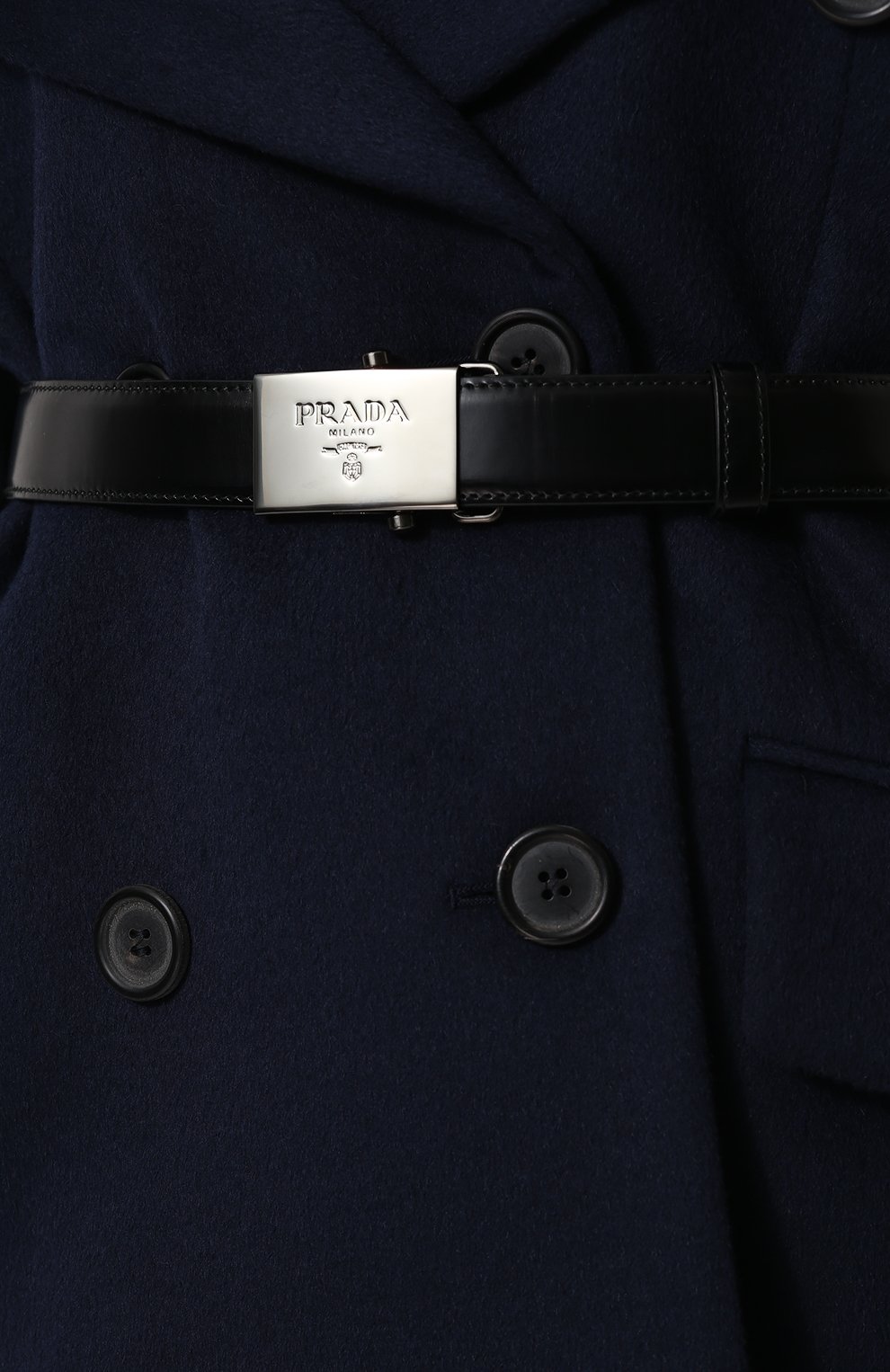 Шерстяное двубортное пальто с поясом PRADA, арт. P623HK-1QLO-F0HDP, фото 5