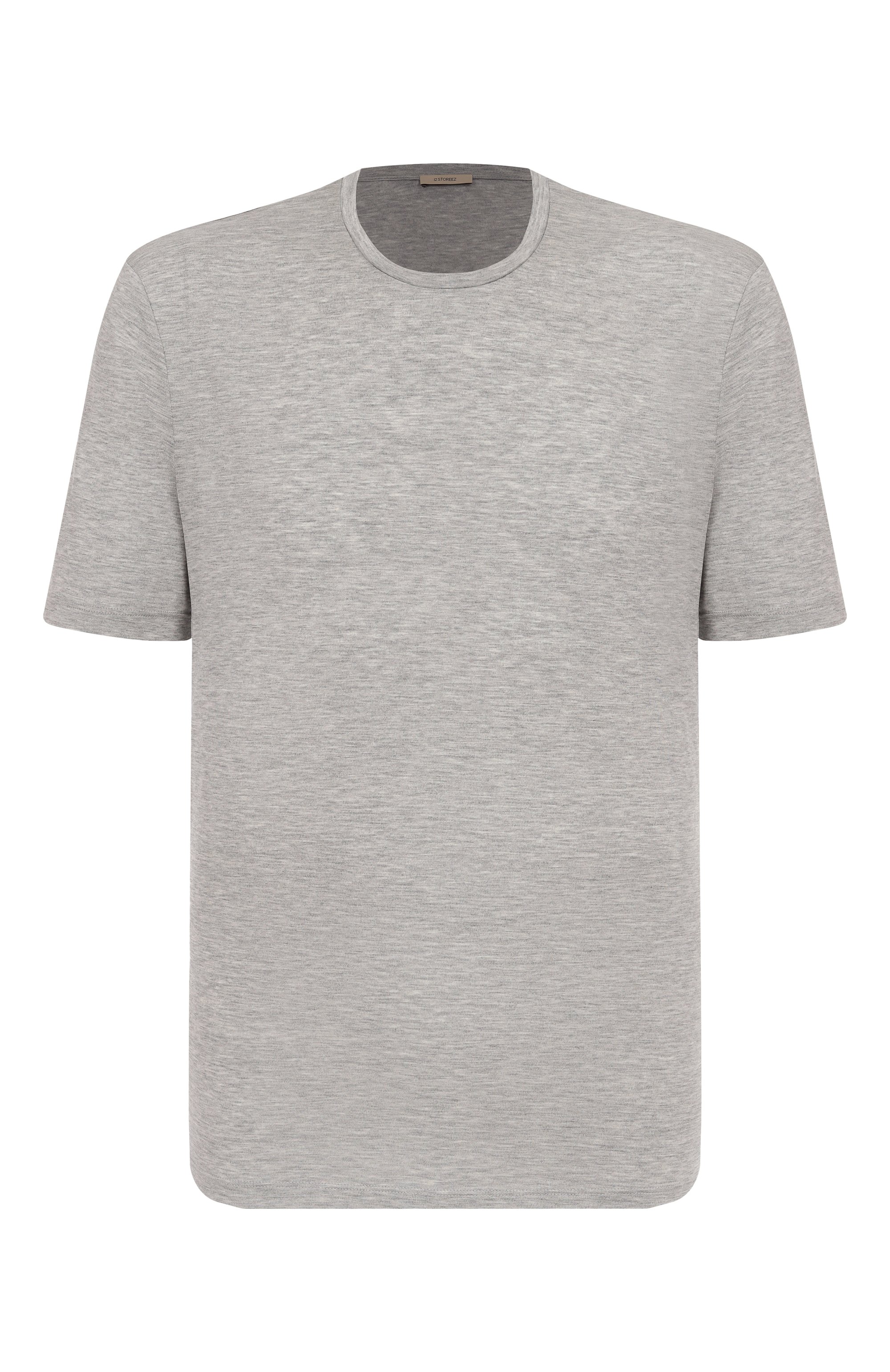 Футболка из шелка и хлопка 12 STOREEZ серого цвета по цене 17000 руб., арт. 132173, фото 1 Футболка из шелка и хлопка 12 STOREEZ, арт. 132173, фото 1