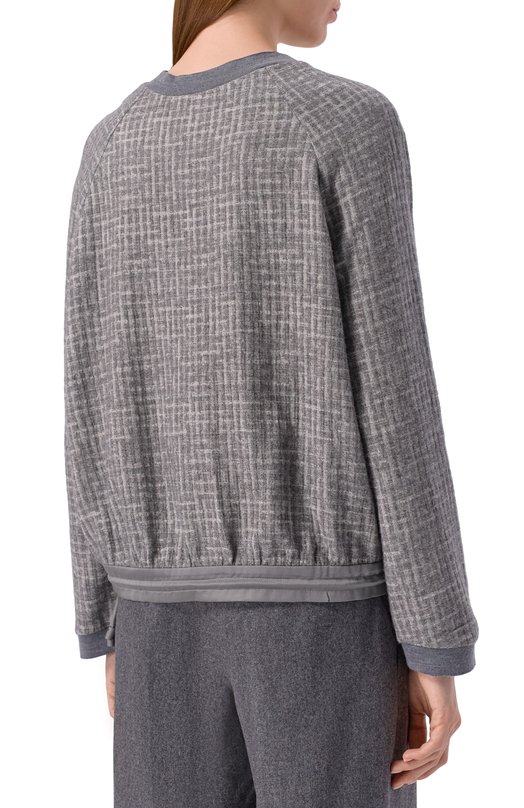Свитшот из вискозы и шерсти Emporio Armani EW002240/TE15784 Серый  EW002240/TE15784 Фото 4