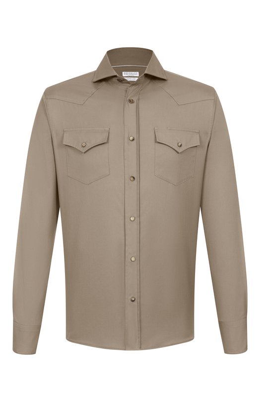 Хлопковая рубашка Brunello Cucinelli MW6044008 Бежевый MW6044008