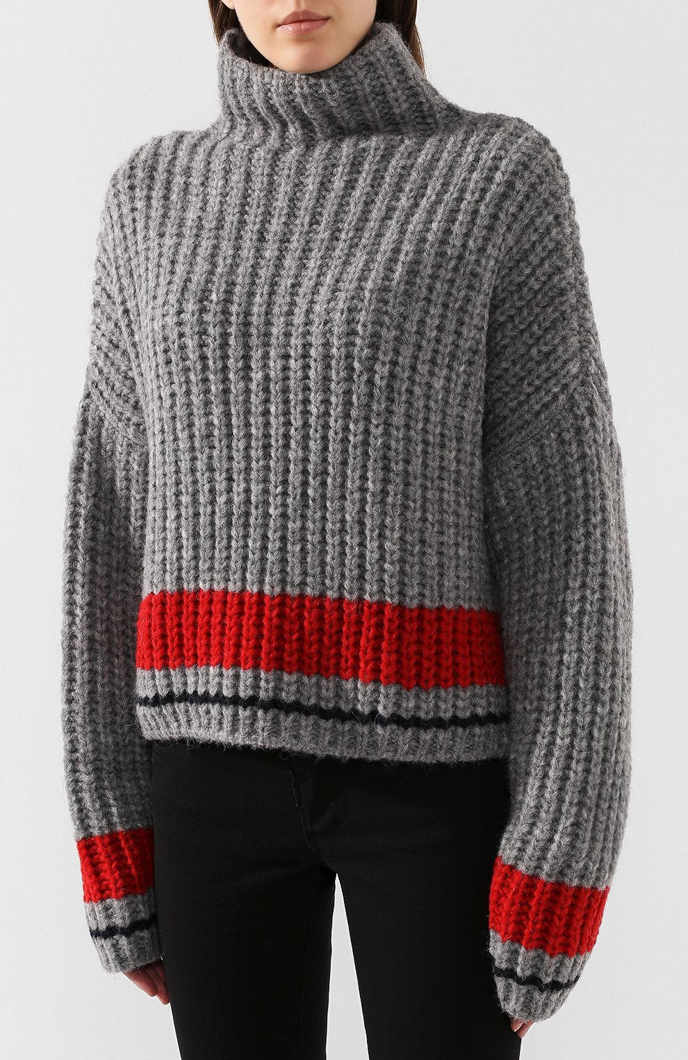 Шерстяной пуловер DSQUARED2 серого цвета по цене 39950 руб., арт. S75HA0884/S16801, фото 3 Шерстяной пуловер DSQUARED2, арт. S75HA0884/S16801, фото 3