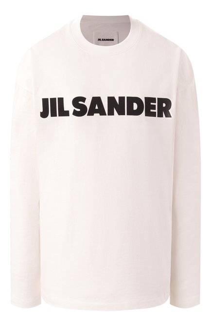 Женская хлопковый лонгслив JIL SANDER молочного цвета, арт. J03GC0136/J45148 | Фото 1 (Материал сплава: Проставлено; Длина (для топов): Стандартные; Драгоценные камни: Проставлено; Рукава: Длинные)