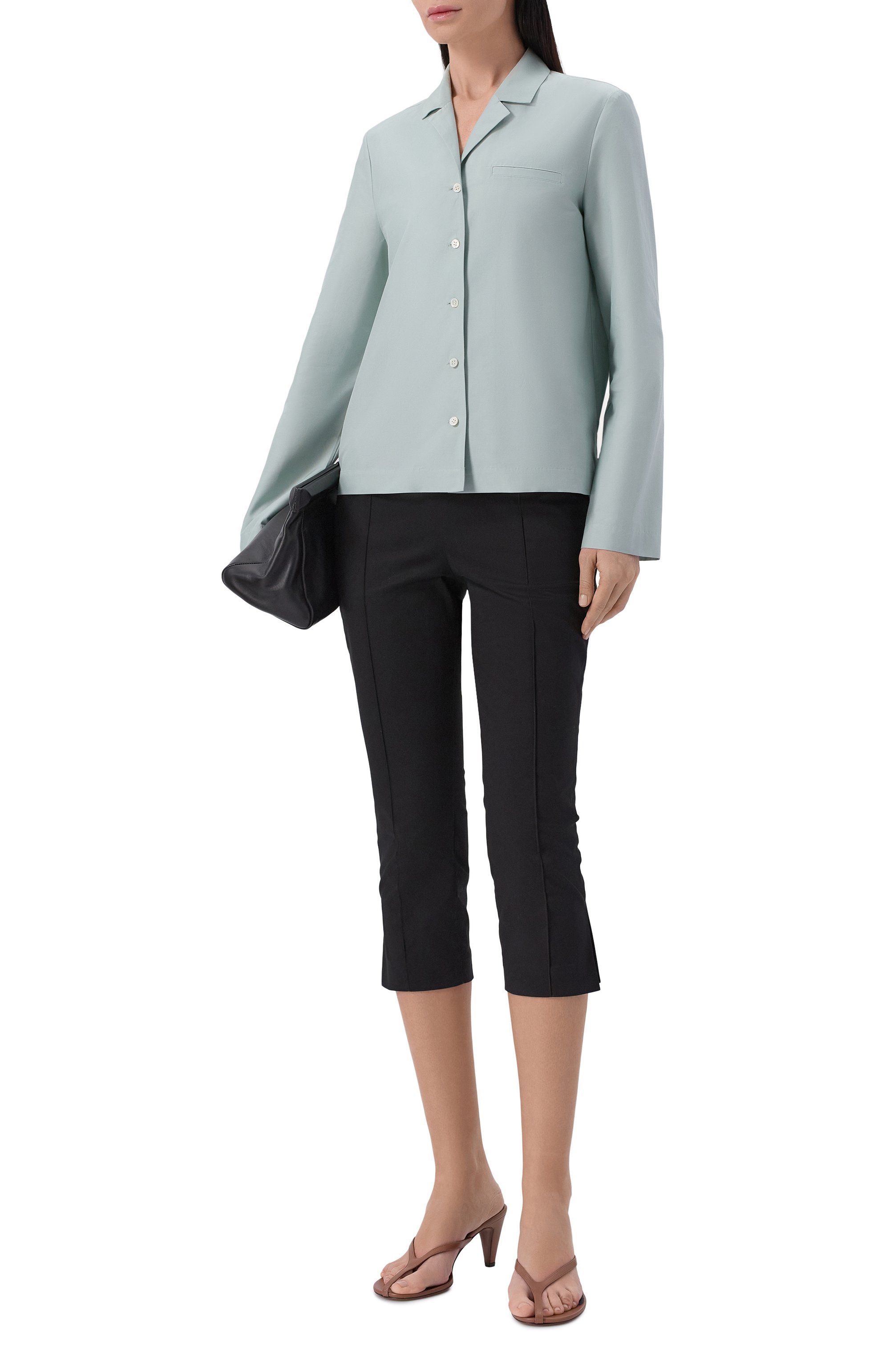 Рубашка из хлопка и шелка 12 STOREEZ голубого цвета по цене 19000 руб., арт. 136074, фото 2 Рубашка из хлопка и шелка 12 STOREEZ, арт. 136074, фото 2