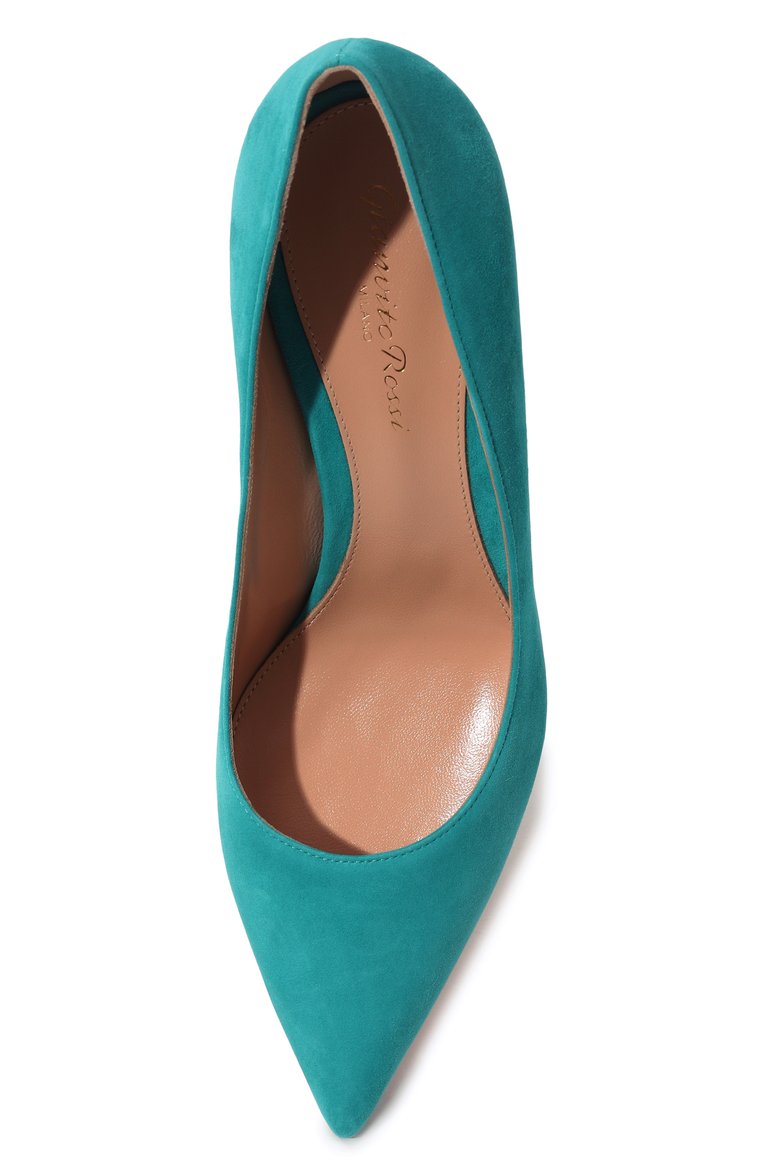 Женские кожаные туфли gianvito 70 GIANVITO ROSSI бирюзового цвета, арт. G26770.70RIC.CAMHYDR | Фото 6 (Материал внутренний: Натуральная кожа; Каблук высота: Средний; Подошва: Плоская; Каблук тип: Шпилька; Материал внешний: Замша, Натуральная кожа)