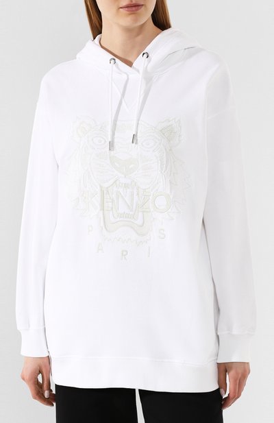 Хлопковое худи KENZO белого цвета по цене 29450 руб., арт. FA52SW9644XI, фото 3 Хлопковое худи KENZO, арт. FA52SW9644XI, фото 3