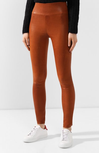Кожаные легинсы SPRWMN коричневого цвета по цене 107000 руб., арт. ANK-003-L/ANKLE LEGGING, фото 3 Кожаные легинсы SPRWMN, арт. ANK-003-L/ANKLE LEGGING, фото 3