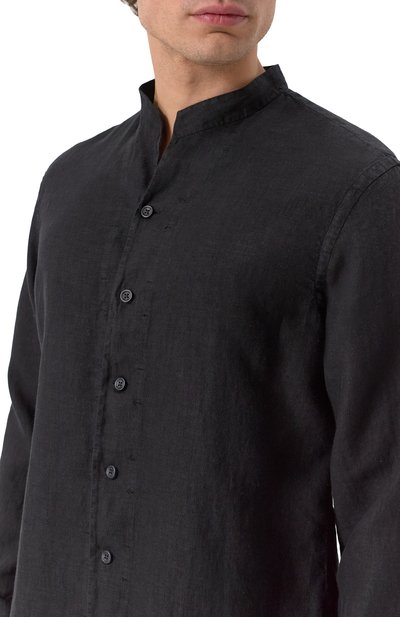 Льняная рубашка HANNES ROETHER черного цвета по цене 27300 руб., арт. T029PAS.608, фото 5 Льняная рубашка HANNES ROETHER, арт. T029PAS.608, фото 5