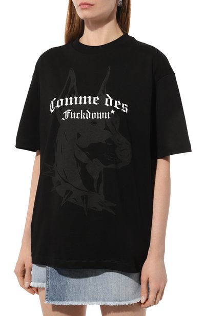 Хлопковая футболка COMME DES FUCKDOWN черного цвета по цене 8575 руб., арт. CFABW00133, фото 3 Хлопковая футболка COMME DES FUCKDOWN, арт. CFABW00133, фото 3