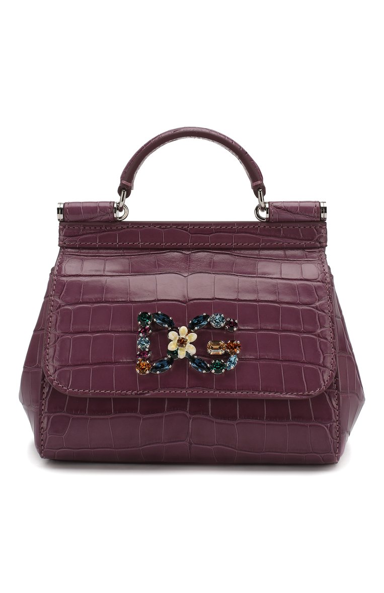 Женская сумка sicily micro из кожи аллигатора DOLCE & GABBANA фиолетового цвета, арт. BB6271/B2DH2/AMIS | Фото 1 (Размер: mini; Ремень/цепочка: На ремешке; Сумки-технические: Сумки через плечо, Сумки top-handle; Материал: Экзотическая кожа)