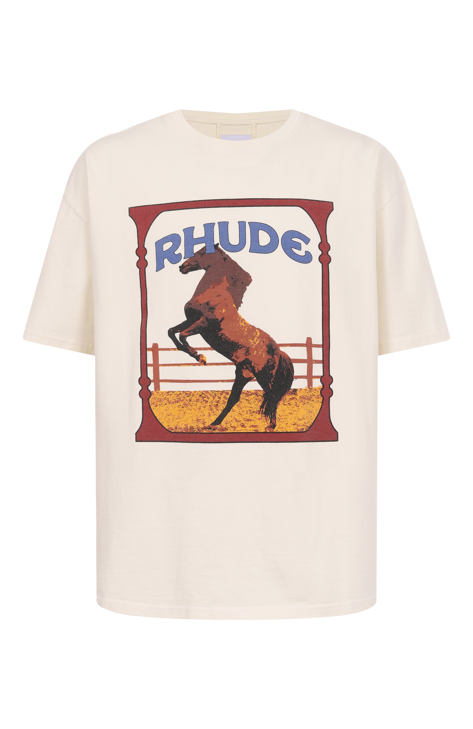 Хлопковая футболка RHUDE кремового цвета по цене 33950 руб., арт. RHSS25TT05012, фото 1 Хлопковая футболка RHUDE, арт. RHSS25TT05012, фото 1