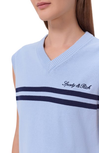 Хлопковый жилет SPORTY AND RICH голубого цвета по цене 20750 руб., арт. WS09975326BL143, фото 5 Хлопковый жилет SPORTY AND RICH, арт. WS09975326BL143, фото 5