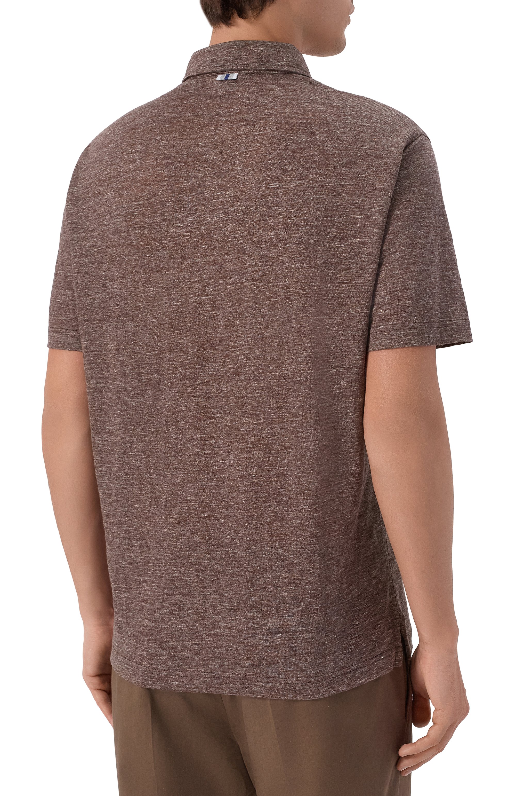 Льняное поло FEDELI коричневого цвета по цене 37050 руб., арт. TU000242/LIN0 JERSEY MELANGE, фото 4 Льняное поло FEDELI, арт. TU000242/LIN0 JERSEY MELANGE, фото 4