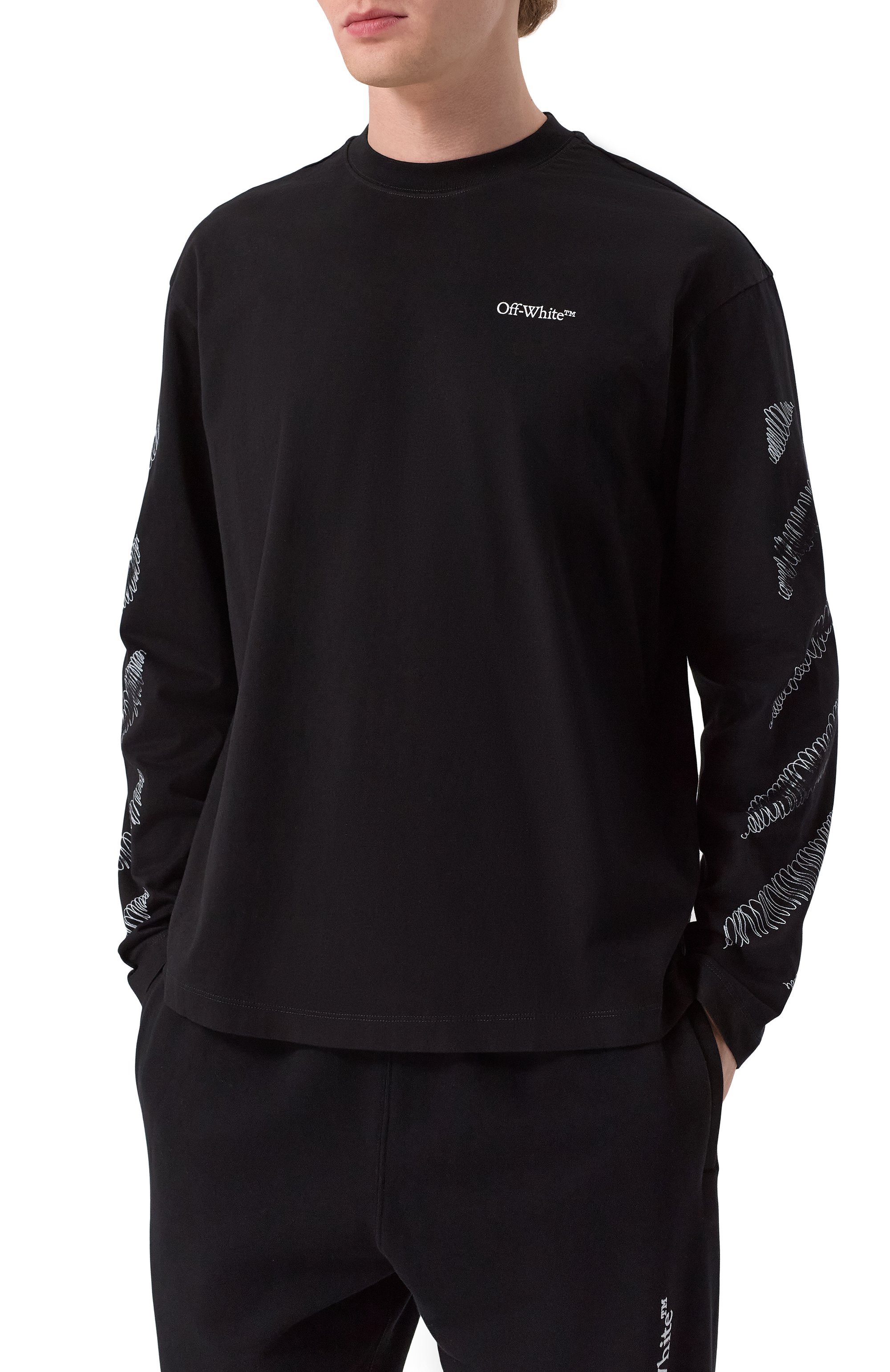 Хлопковый лонгслив OFF-WHITE, арт. 0MAB09CF25JER005, фото 3