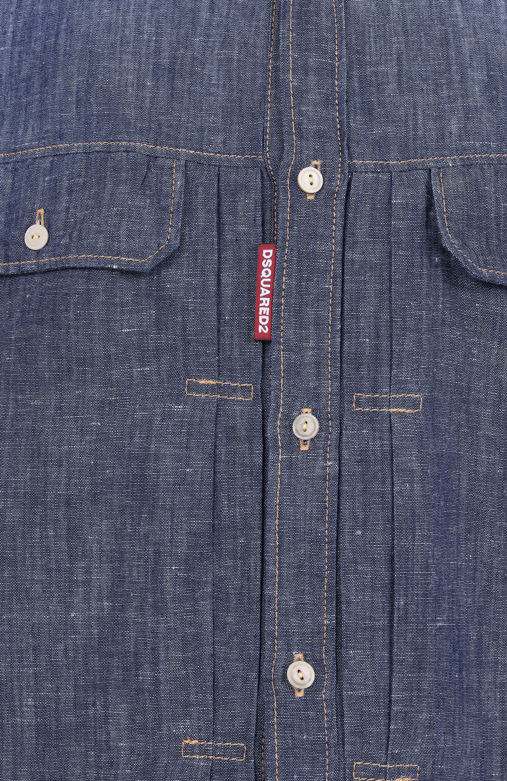 Рубашка из хлопка и льна DSQUARED2, арт. S74DM0896/D30012, фото 6