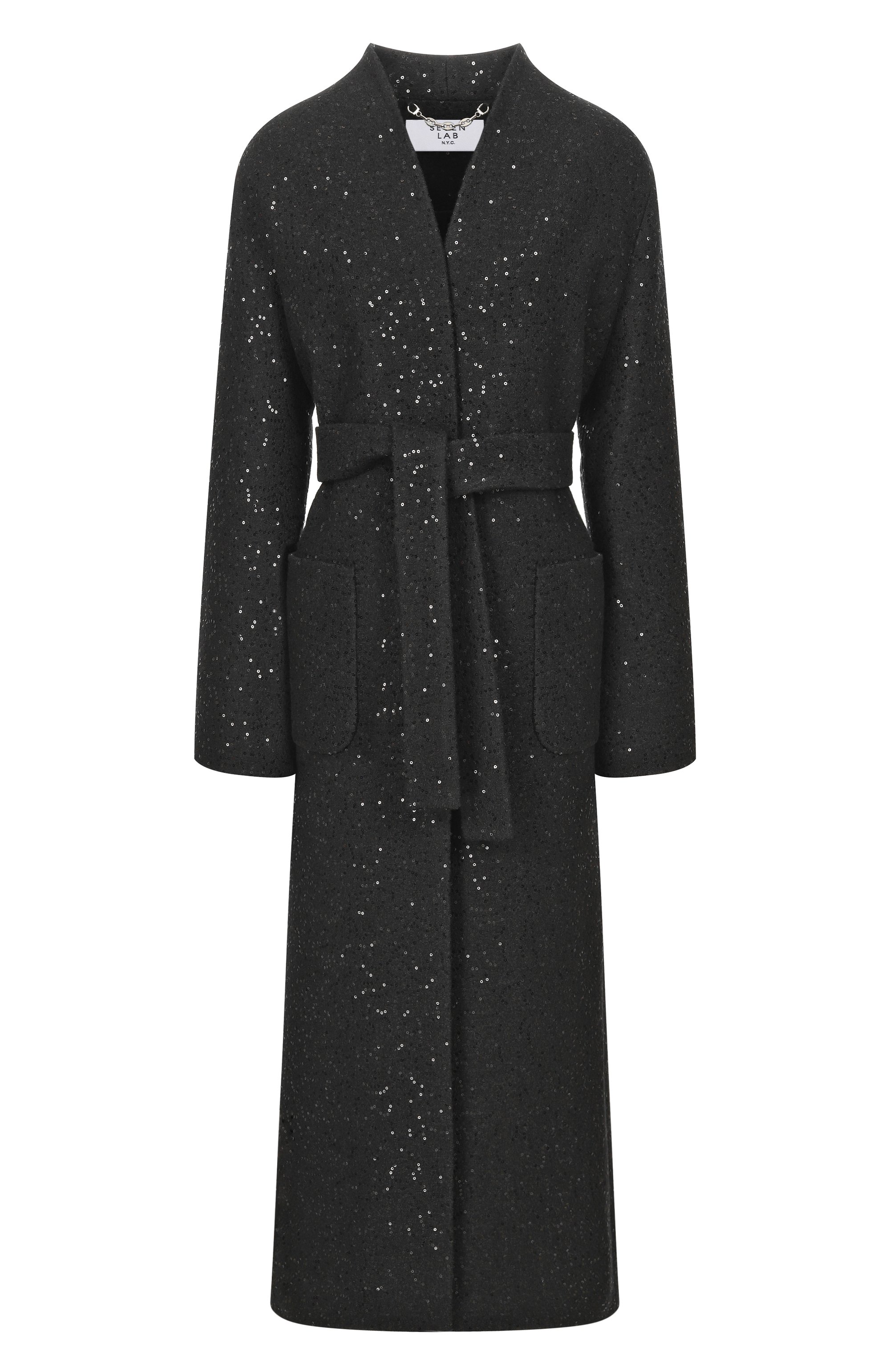 Шерстяное пальто с отделкой пайетками SEVEN LAB, арт. CX black brilliant, фото 1