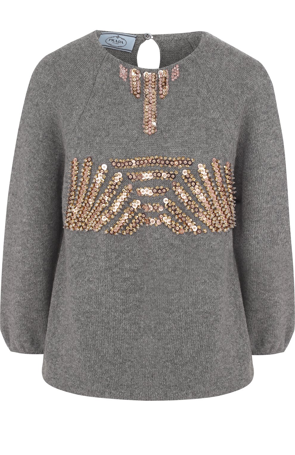Однотонный пуловер из смеси шерсти и кашемира с пайетками PRADA, арт. P24D0M-1QKM-F0031, фото 1