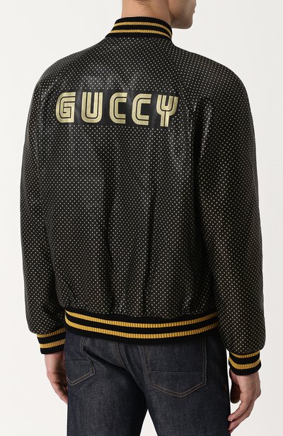 Кожаный бомбер на молнии с принтом GUCCI, арт. 519556/XG641, фото 4