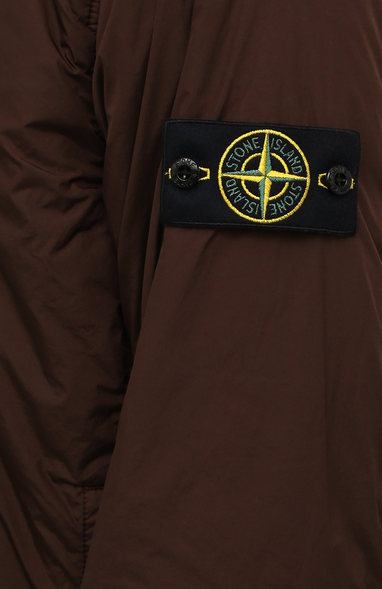 Мужской утепленный бомбер STONE ISLAND коричневого цвета, арт. 751542223 | Фото 5 (Материал внешний: Синтетический материал; Материал подклада: Синтетический материал; Кросс-КТ: Куртка, бомбер; Принт: Без принта; Длина (верхняя одежда): Короткие; Стили: Кэжуэл; Рукава: Длинные; Мужско�е Кросс-КТ: утепленные куртки; Материал сплава: Проставлено; Драгоценные камни: Проставлено)