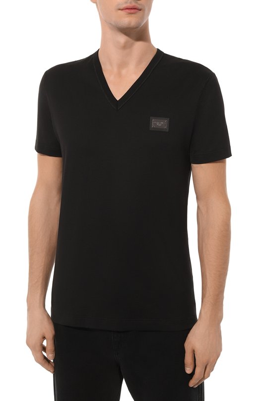 Хлопковая футболка Dolce & Gabbana G8PT2T/G7F2I Чёрный  G8PT2T/G7F2I Фото 3