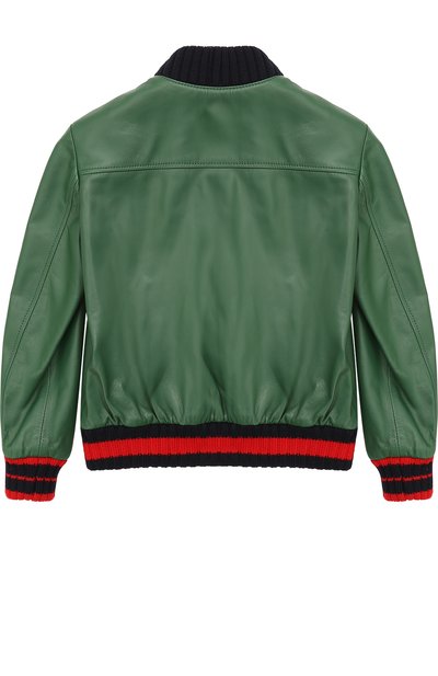 Кожаный бомбер с контрастными манжетами GUCCI, арт. 459224/XG355, фото 2