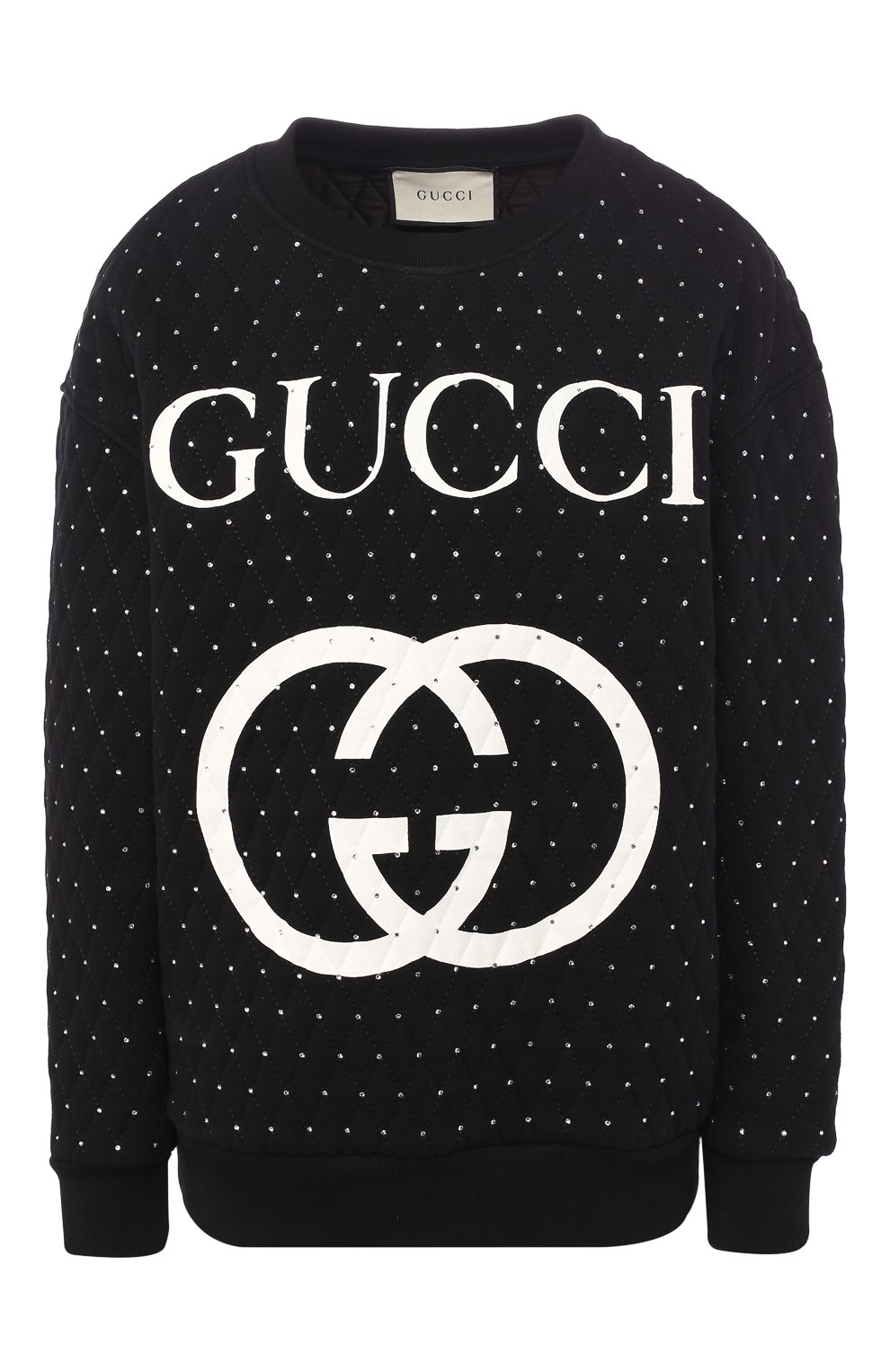 Хлопковый пуловер с логотипом бренда GUCCI черного цвета по цене 159500 руб., арт. 543640/X922B, фото 1 Хлопковый пуловер с логотипом бренда GUCCI, арт. 543640/X922B, фото 1