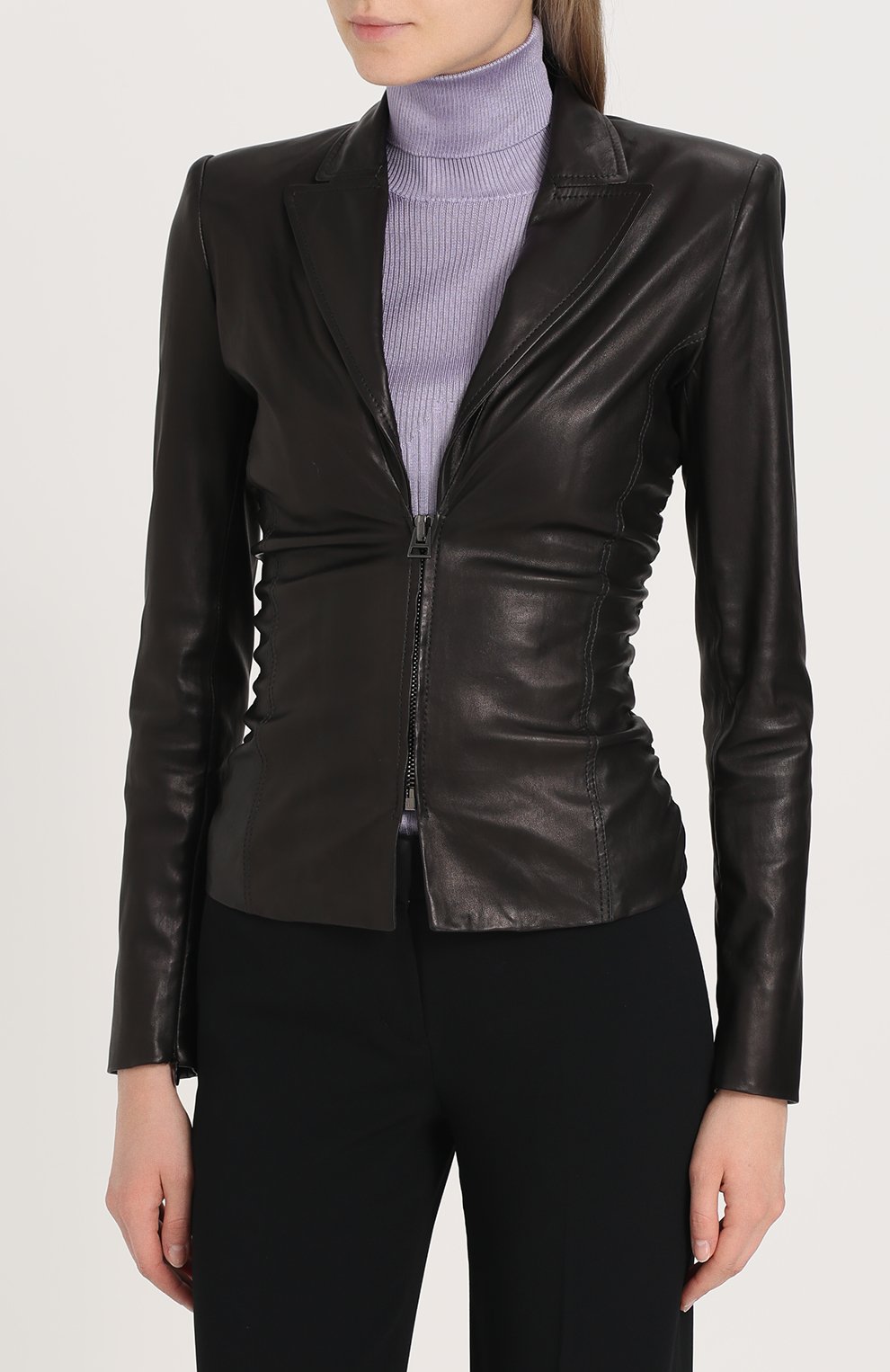 Приталенная кожаная куртка с v-образным вырезом TOM FORD, арт. GIL354-LEX162, фото 3